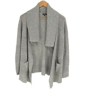 Splendid Womens Knit Ribbed Collar Open‎ Front Cardigan Sweater Light Gray Sz XS
